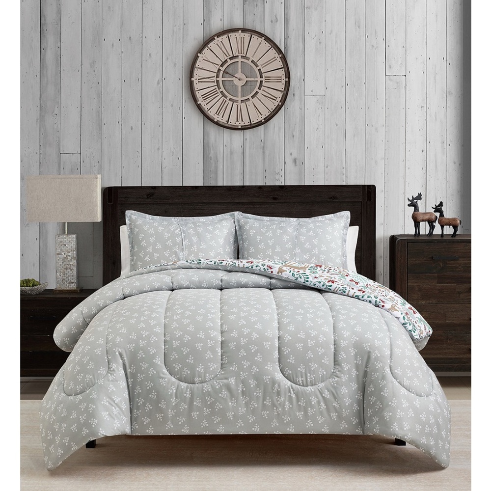 Sunham Holiday Deer 3PC Reversible Comforter Set-Full/Queen NEW🎄 - Picture 3 of 8